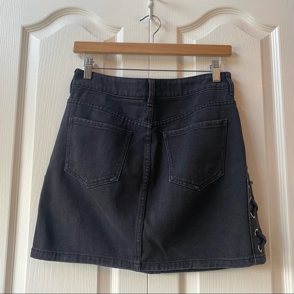 Black Denim Mini Skirt by Pacsun with Lace Up Detail on Sides ❤️‍🔥 - Picture 3 of 4